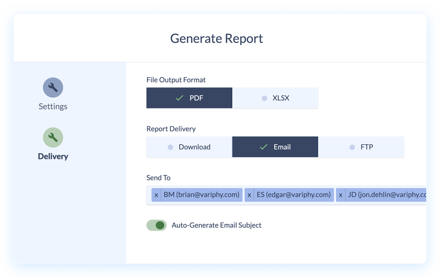 Generate reports for your teams.